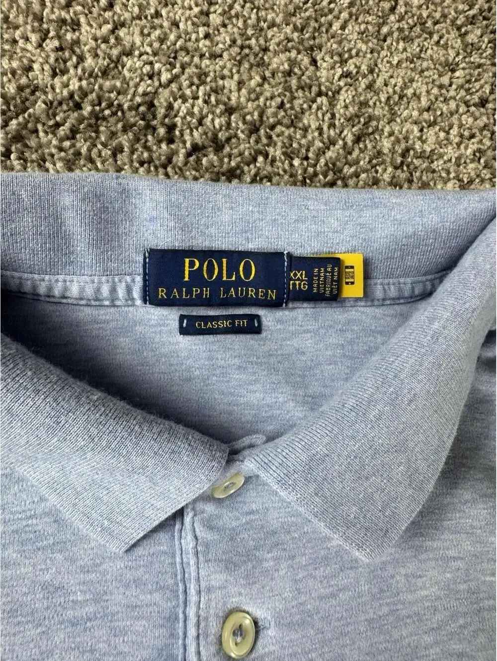 Polo Ralph Lauren Polo Shirt Mens XXL Light‎ Blue Solid Long Sleeve Pony Logo